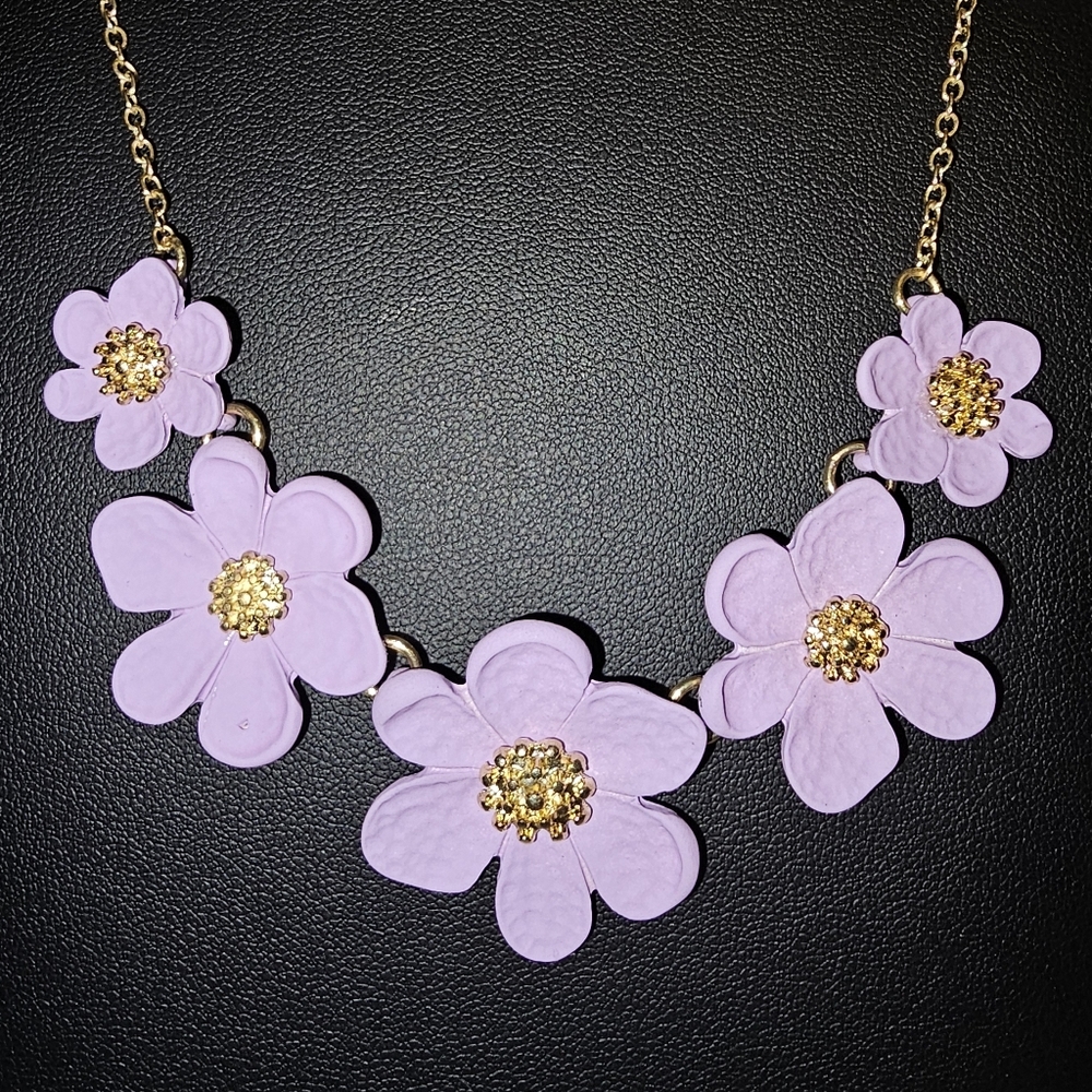 Floral Necklace with Gold Accents